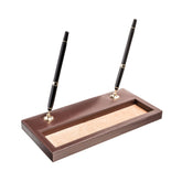 Chocolate Brown Leather Double Pen Stand